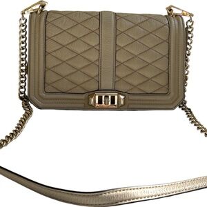 Rebecca Minkoff Leather Quilted Gold Chain Purse Tan